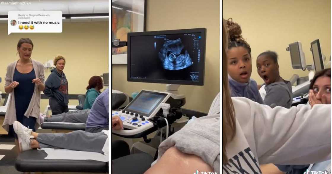 Pupils conducting an ultrasound on one another found out that one of them was pregnant Pupils conducting an ultrasound on one another found out that one of them was pregnant