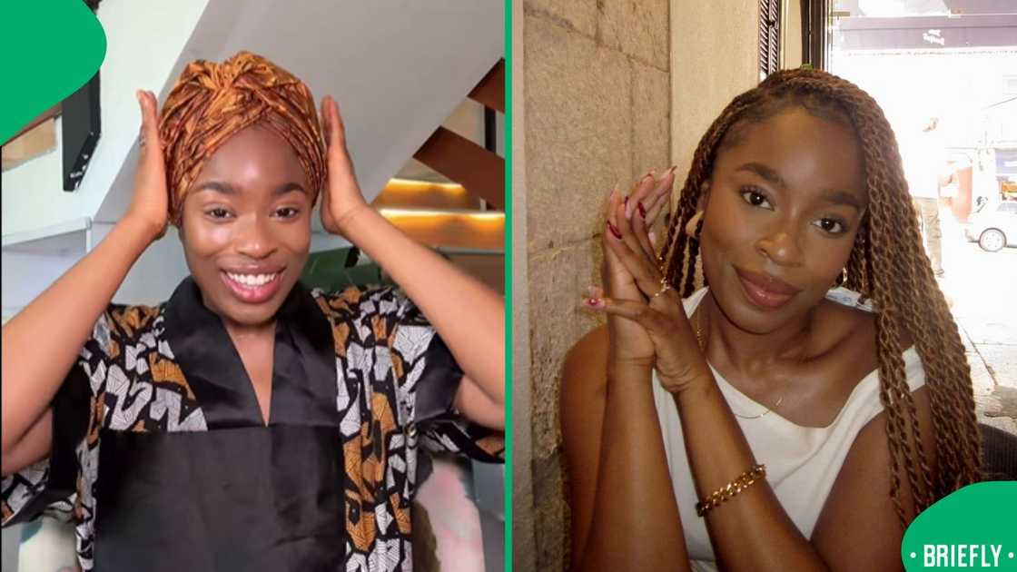 The visual on the right captured Addie posing for the camera The visual on the right captured Addie posing for the camera