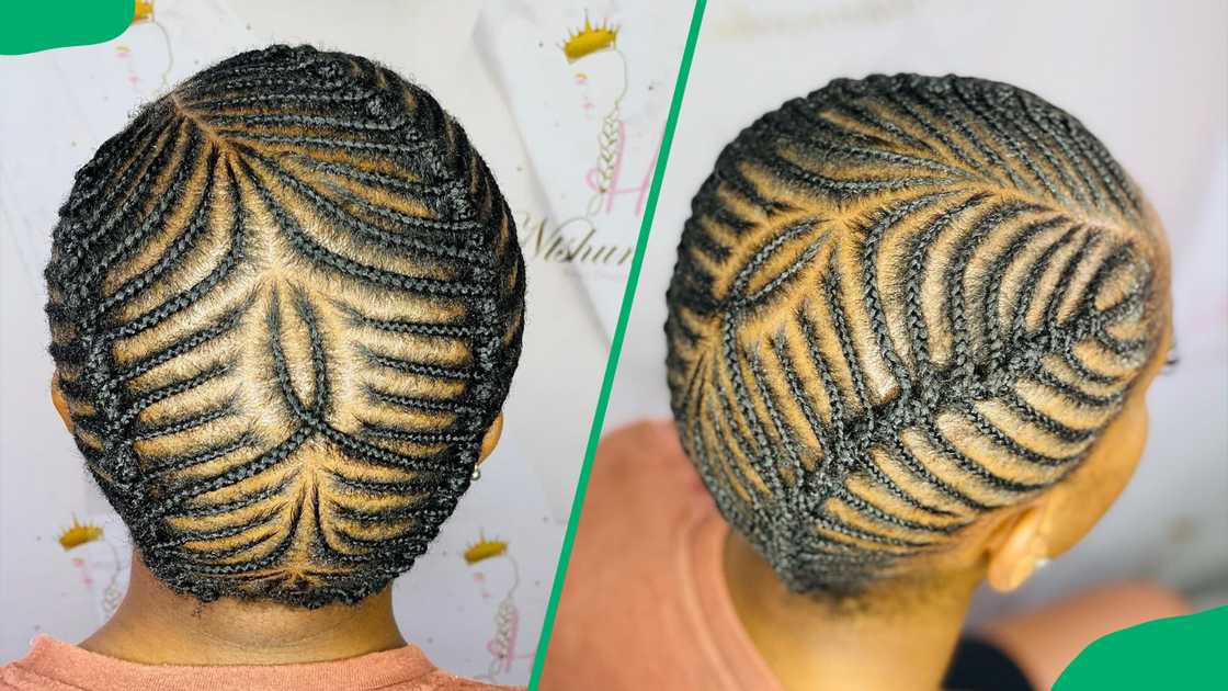 A woman shiny well-defined cornrow A woman shiny well-defined cornrow