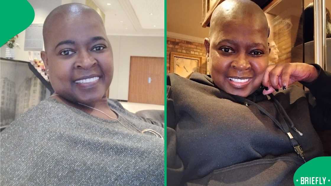 The image on the right captured the woman wearing a black sweater, smiling at the camera The image on the right captured the woman wearing a black sweater, smiling at the camera