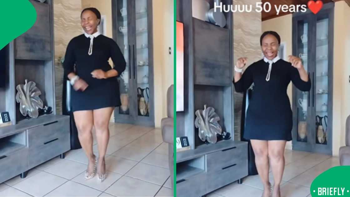 Innocentia mid-dance, highlighting her lively movement and youthful appearance