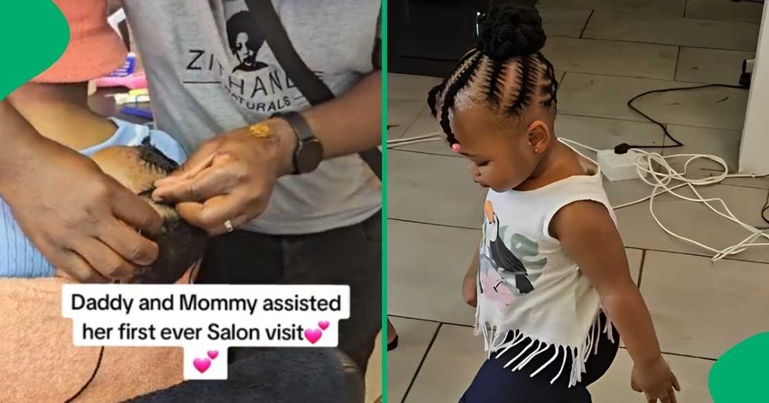 A mom and dad took their daughter on her first salon visit, leaving the internet in a loving mood. A mom and dad took their daughter on her first salon visit, leaving the internet in a loving mood.