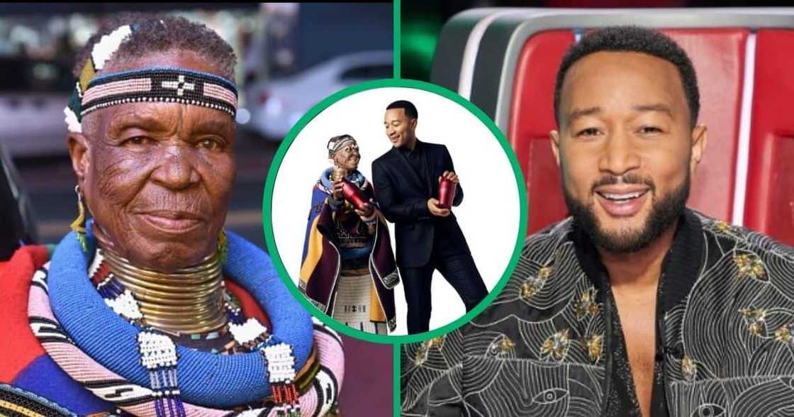 Dr Esther Mahlangu at her Middelburg home and award-winning singer John Legend working for Belvedere. Dr Esther Mahlangu at her Middelburg home and award-winning singer John Legend working for Belvedere.