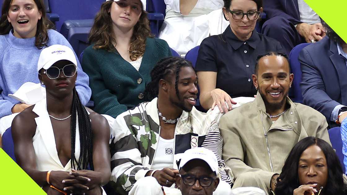 Noah Lyles, Junelle Bromfield, and Lewis Hamilton watched the women's singles final at the US Open Noah Lyles, Junelle Bromfield, and Lewis Hamilton watched the women's singles final at the US Open