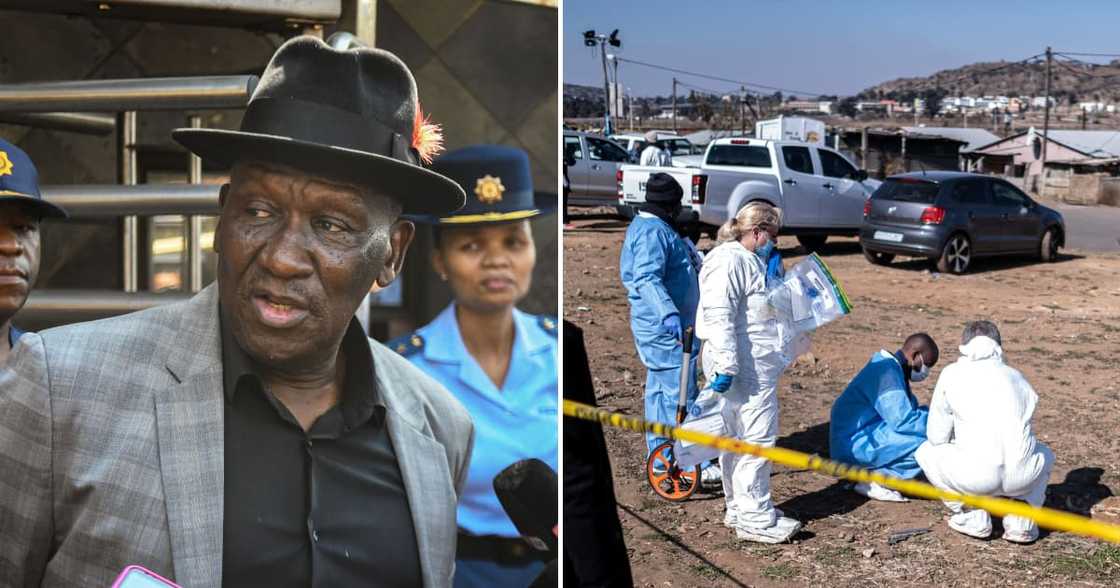 Bheki Cele, awaits police report, Soweto tavern shooting, deploys amabherethe, five suspects wanted Bheki Cele, awaits police report, Soweto tavern shooting, deploys amabherethe, five suspects wanted