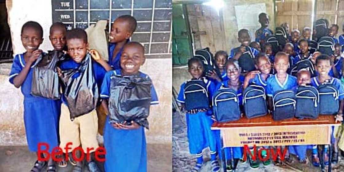 Young Nigerian teacher surprises her pupils with beautiful school bags Young Nigerian teacher surprises her pupils with beautiful school bags