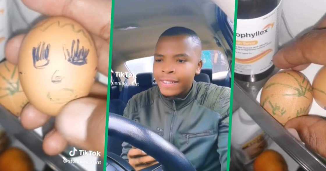 Defeated dad finds eggs with faces Defeated dad finds eggs with faces