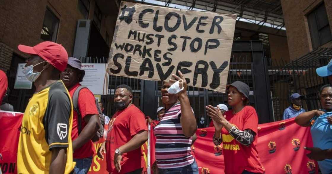 Clover, Milco SA, Ebrahim Patel, strike, protest, mass retrenchment, trade unions Clover, Milco SA, Ebrahim Patel, strike, protest, mass retrenchment, trade unions