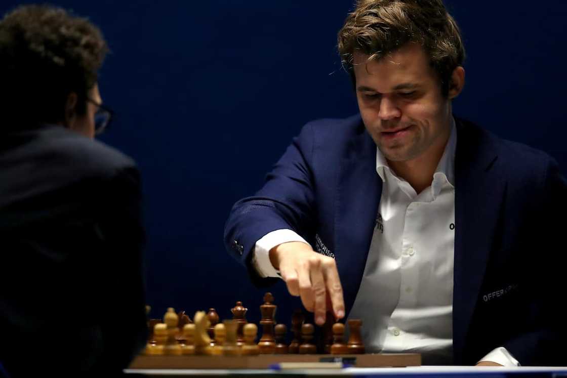 Magnus Carlsen during a chess match in Netherlands