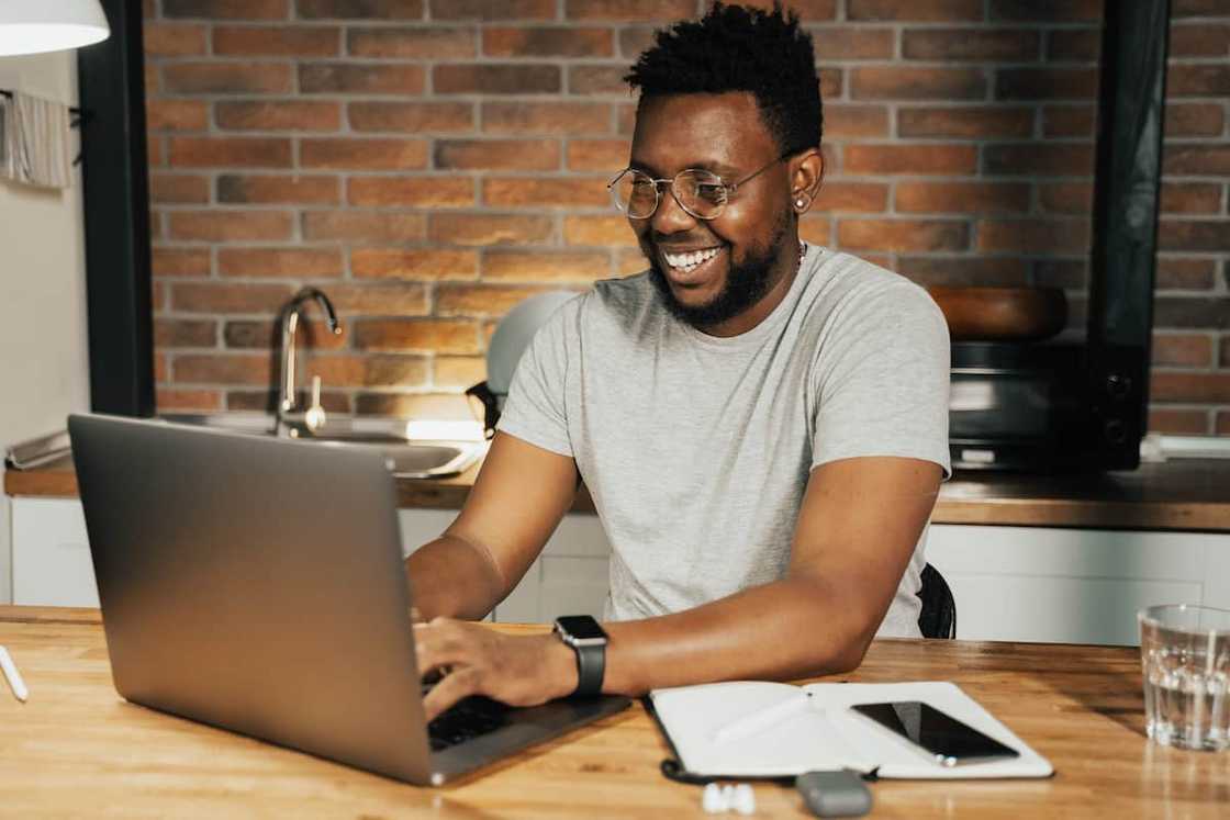 A man using a laptop