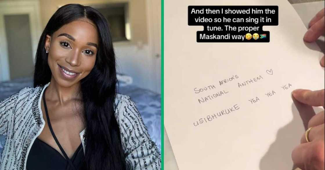 A woman shared a funny video of teaching her husband a funny version of the SA anthem A woman shared a funny video of teaching her husband a funny version of the SA anthem