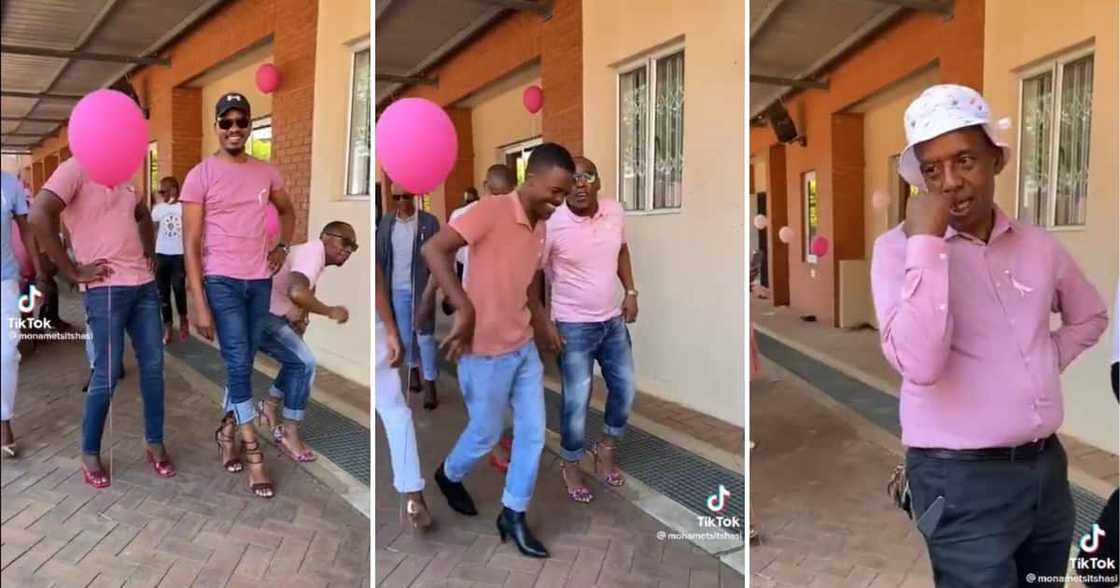 Some vibrant men rocked sleek heels in pink clothes.