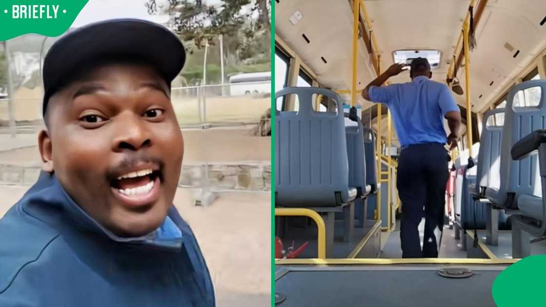 A bus driver danced on the bus.