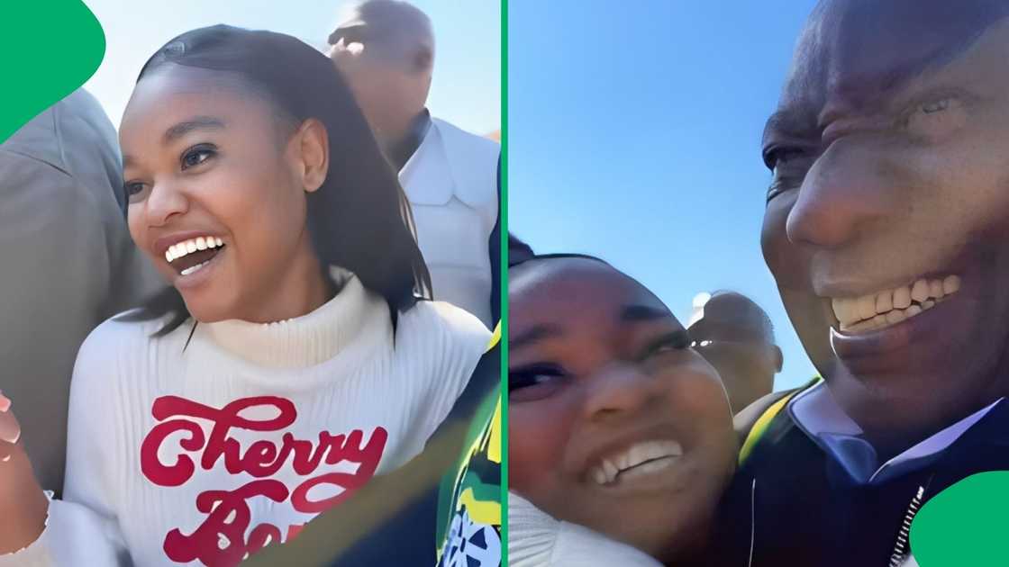 Soon after that, she jumped into his arms and was cautioned by his entourage Soon after that, she jumped into his arms and was cautioned by his entourage