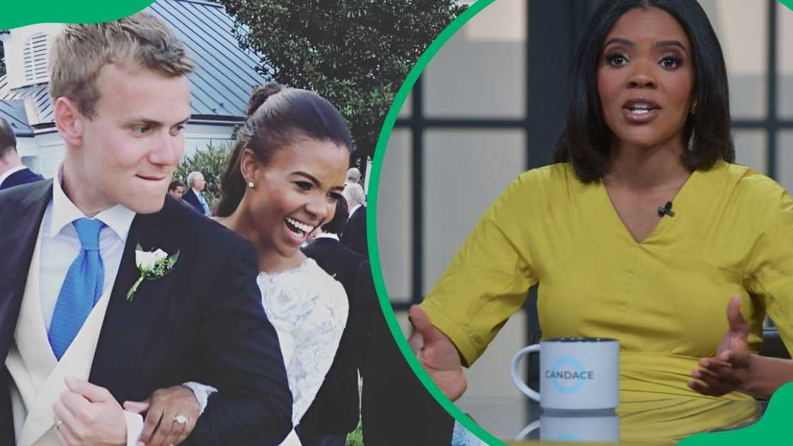 George and Candace during their wedding in 2019 (L). Owens on the set of Candace in 2022 (R)