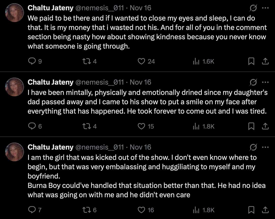 A woman called out Burna Boy