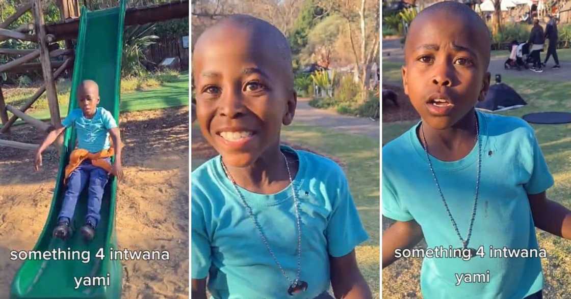 A cheeky boy was gifted with soccer boots