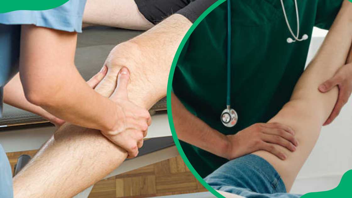 physiotherapist giving knee therapy