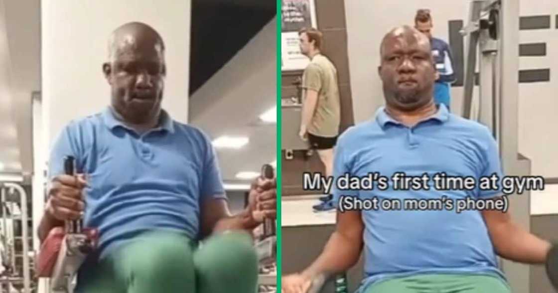 TikTok video of dad at gym for the first time