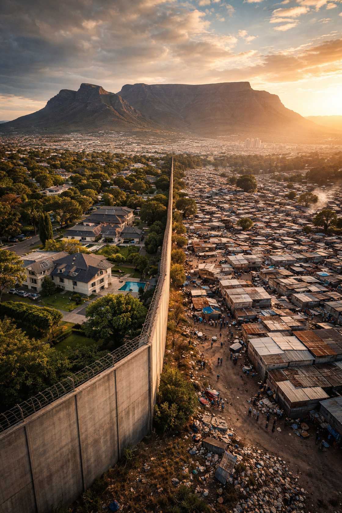 A depiction of the proposed wall in Cape Town. A depiction of the proposed wall in Cape Town.