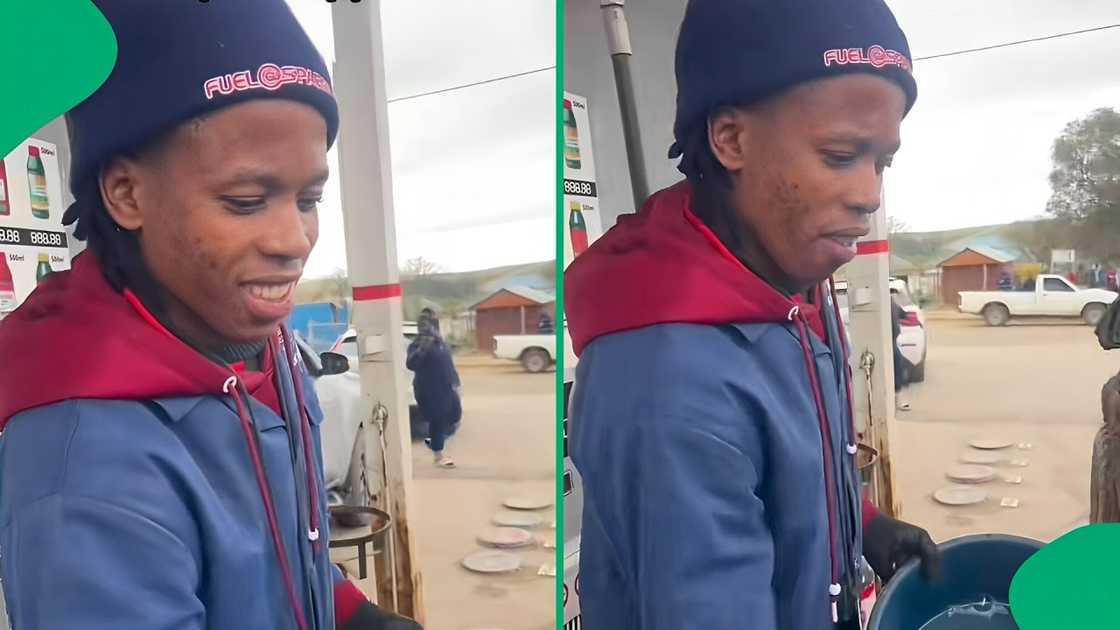 A TikTok video shows a petrol attendant selflessly going the extra mile.