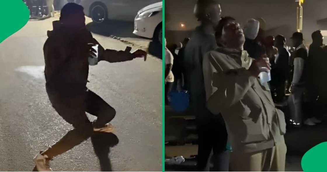 A man pretended to be drunk and held his balance.