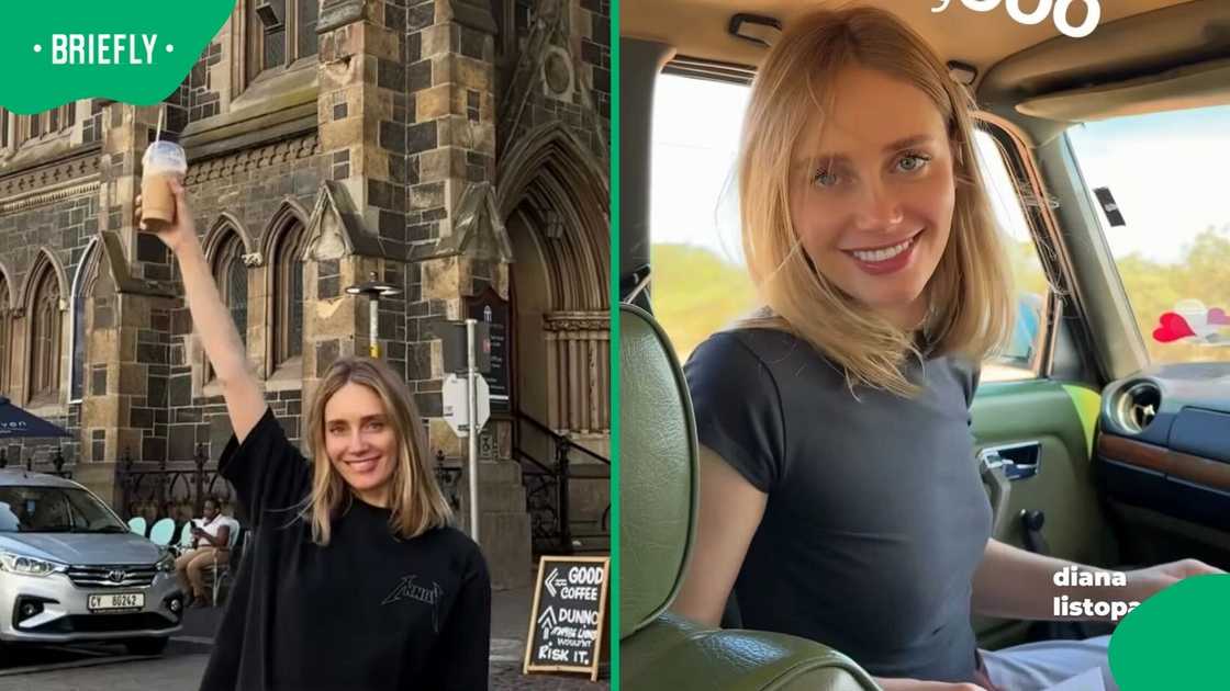 An American woman posed in a video as she explored Cape Town. An American woman posed in a video as she explored Cape Town.