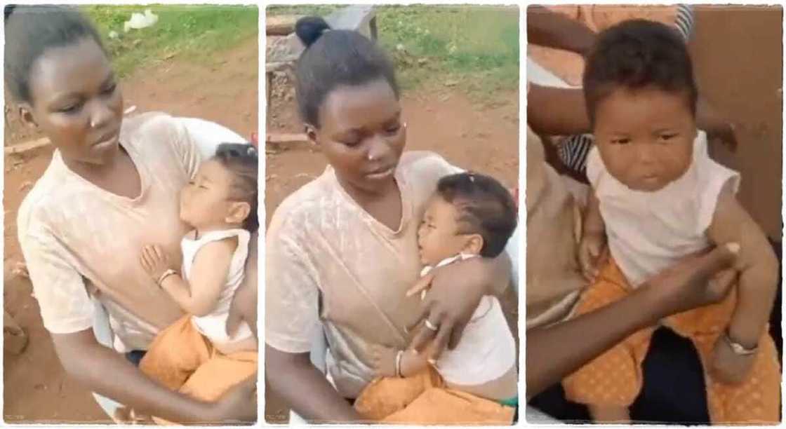 Nigerian lady gives birth to baby after getting pregnant with a Chinese man.