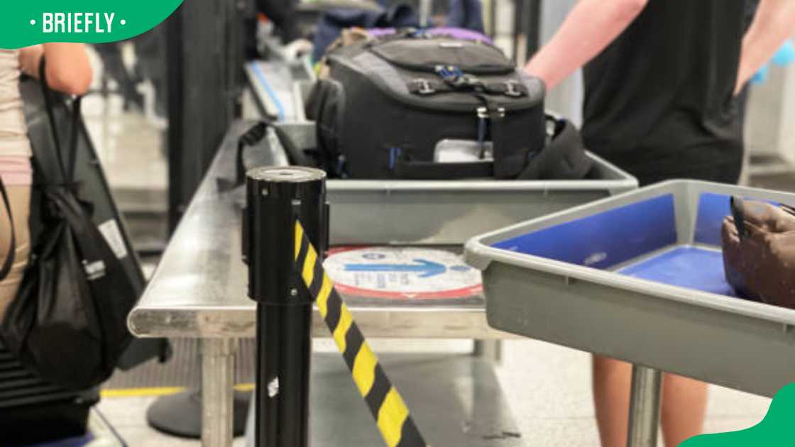 Check in luggages going through security line