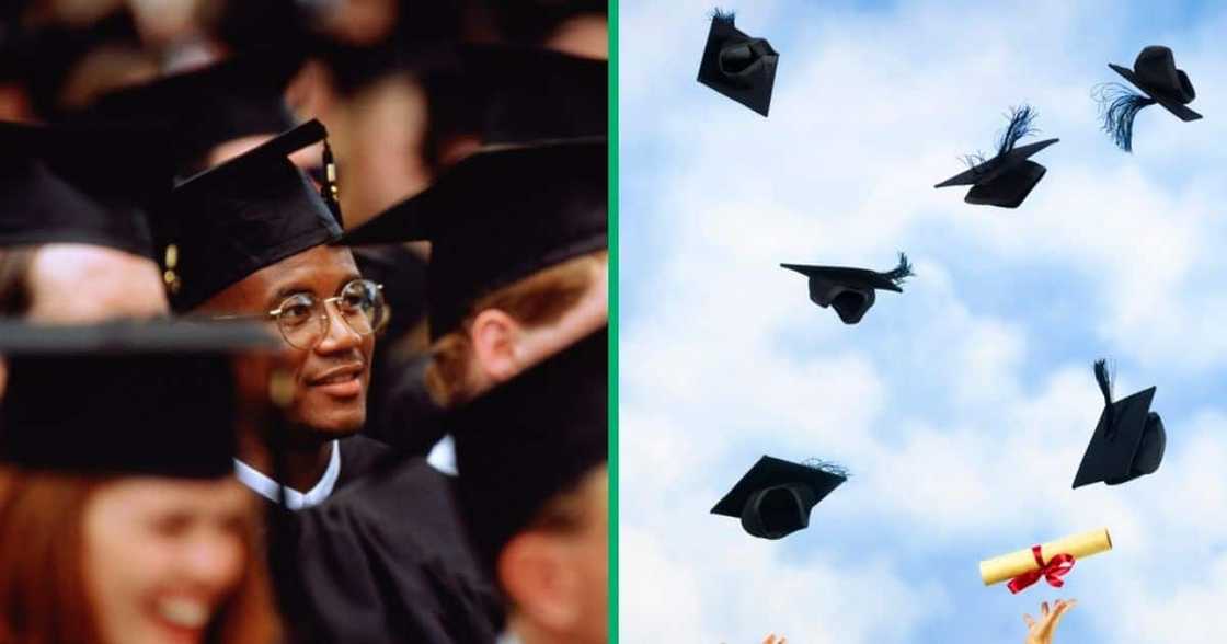 A young man went home and celebrated his graduation in style. A young man went home and celebrated his graduation in style.