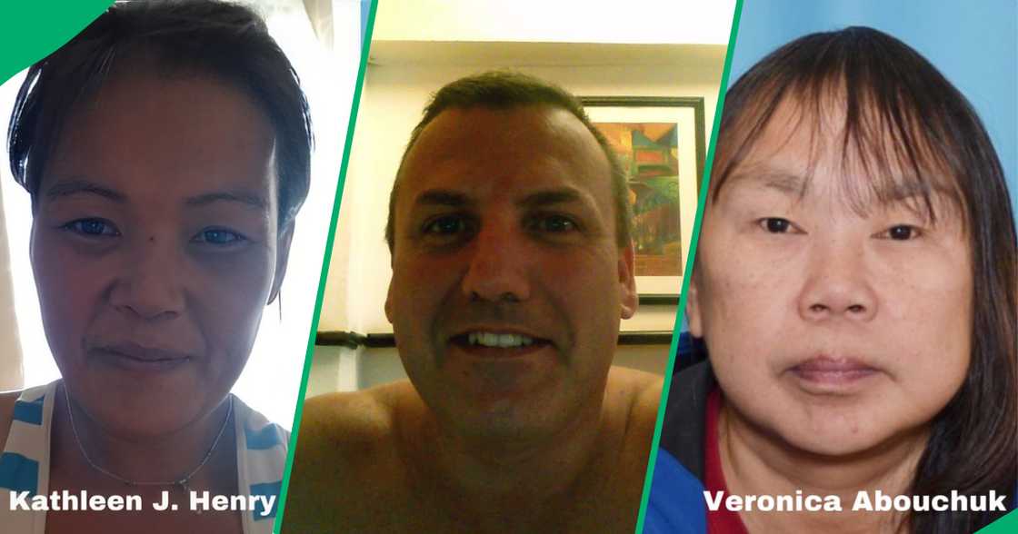 The photos of the two deceased women and the murderer in the middle. The photos of the two deceased women and the murderer in the middle.