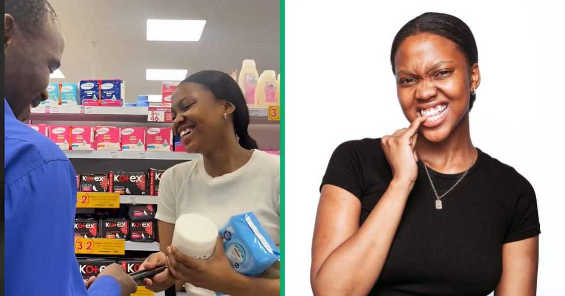 A Clicks employee brought a smile on a woman after he brought her a basket to put her things in. A Clicks employee brought a smile on a woman after he brought her a basket to put her things in.