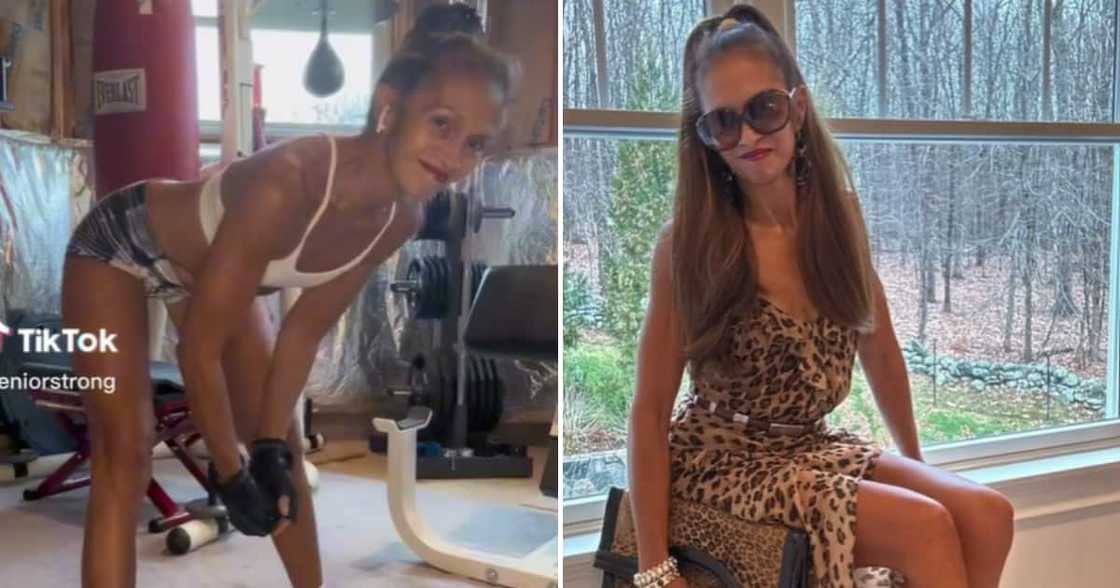 The lady is 65 but looks much younger because of how fit she is The lady is 65 but looks much younger because of how fit she is