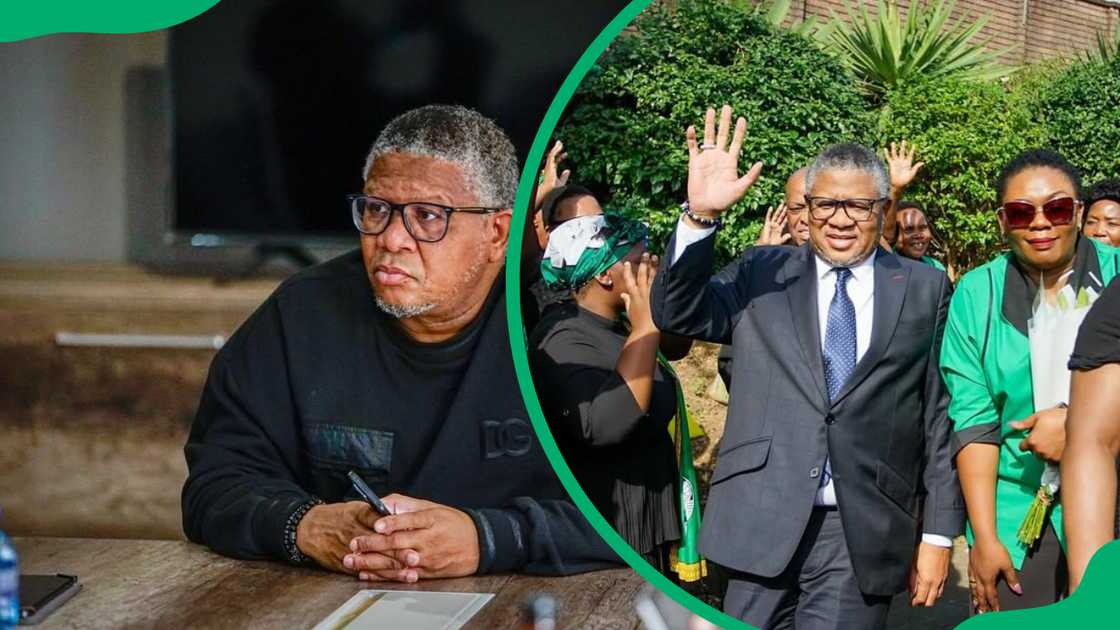 Fikile Mbalula addressing the press at a party function Fikile Mbalula addressing the press at a party function