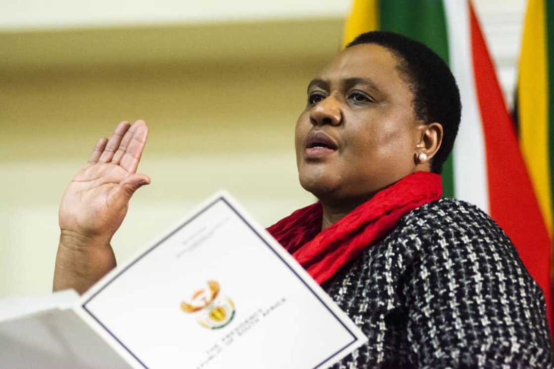 Thoko Didiza, the agriculture and land reform minister, speaks during a swearing-in ceremony in Pretoria, South Africa, on Thursday, May 30, 2019. Photographer: Waldo Swiegers/Bloomberg via Getty Images