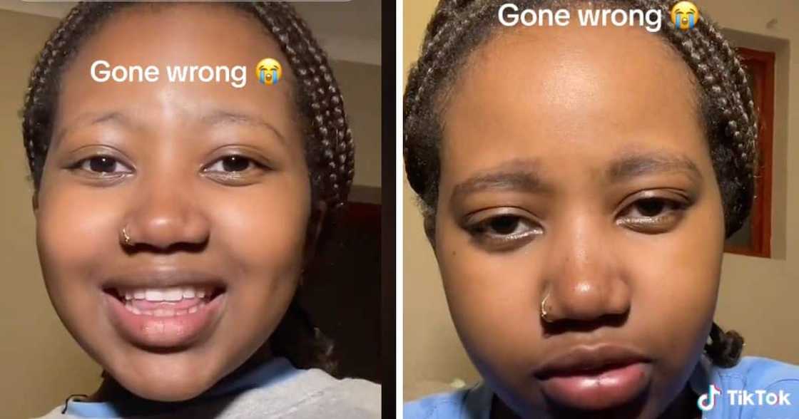 Young girl trends for honest reaction to make up fail.