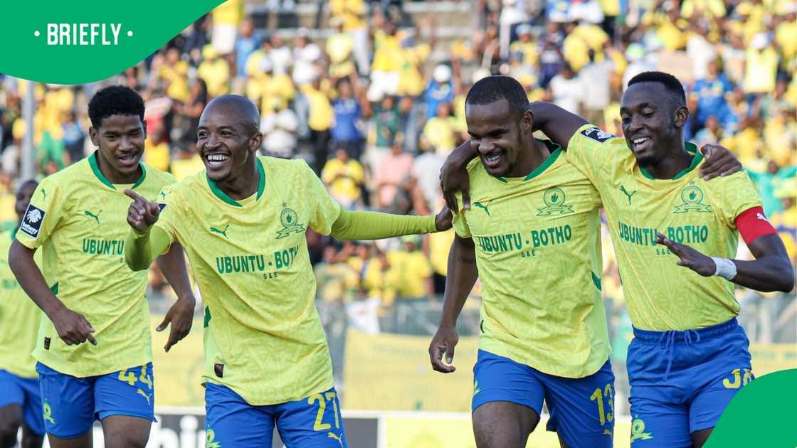 Mamelodi Sundowns celebrated their 4-1 victory over TS Galaxy.