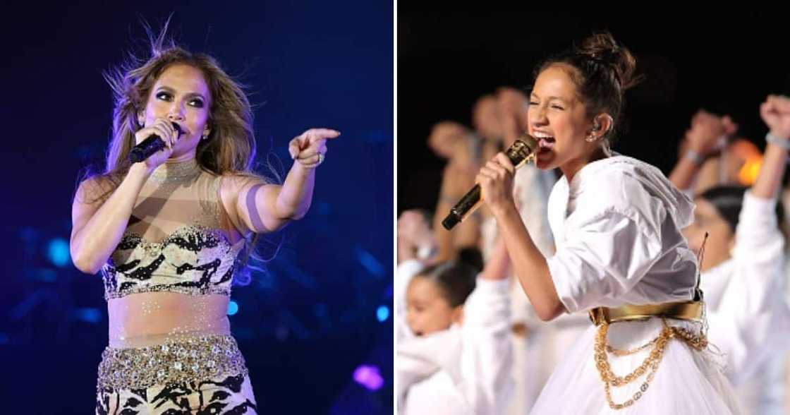 Singer Jennifer Lopez's daughter Emme Maribel Muñiz performs during the Pepsi Super Bowl LIV Halftime Show at Hard Rock Stadium on February 02, 2020 in Miami, Florida. Singer Jennifer Lopez's daughter Emme Maribel Muñiz performs during the Pepsi Super Bowl LIV Halftime Show at Hard Rock Stadium on February 02, 2020 in Miami, Florida.