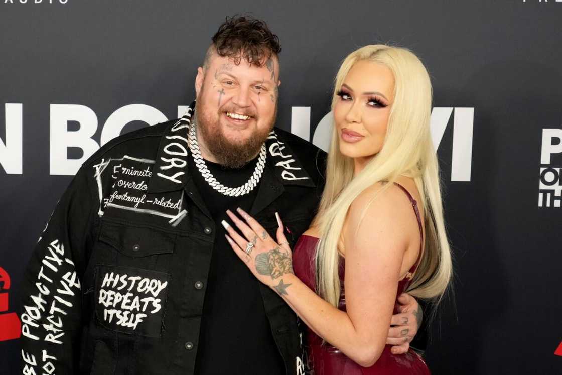 Jelly Roll and his wife at the Los Angeles Convention Center Jelly Roll and his wife at the Los Angeles Convention Center