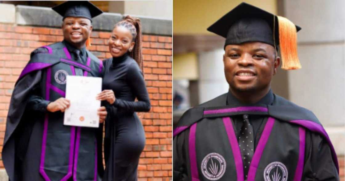 Woman happy for husband's University of Johanneburg Master's Degree Woman happy for husband's University of Johanneburg Master's Degree