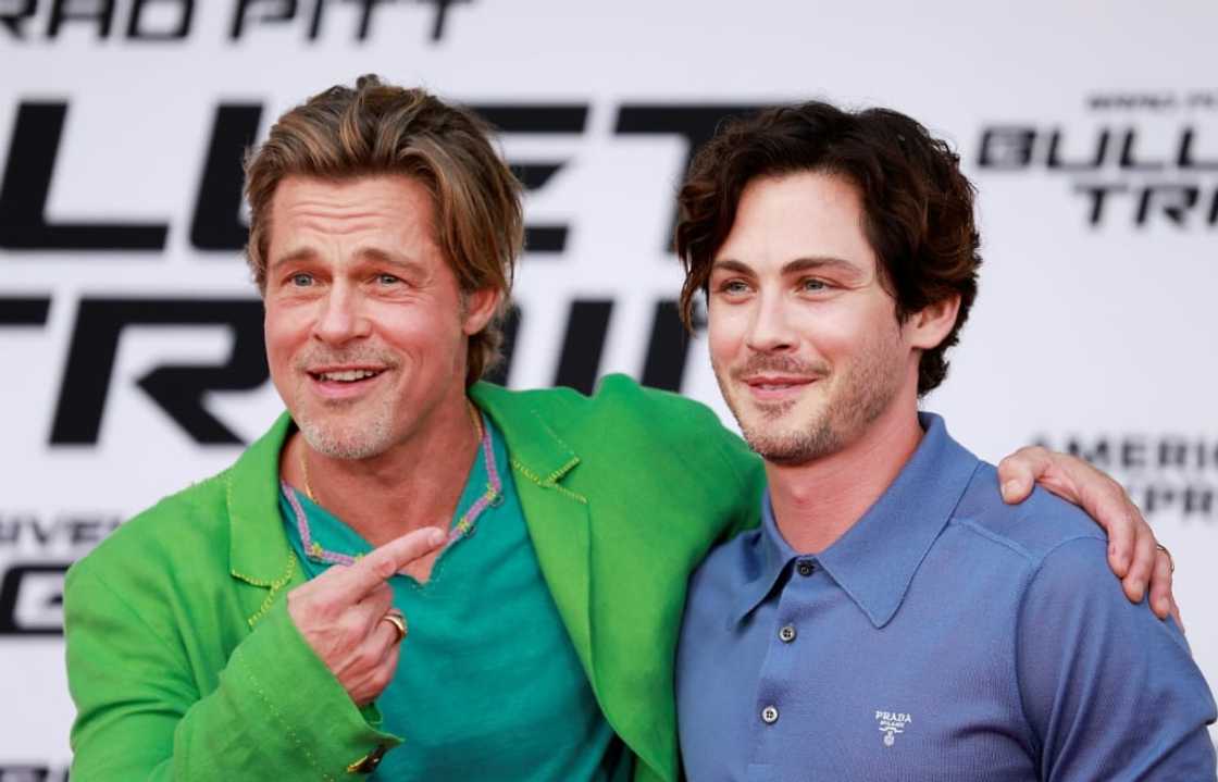 US actors Brad Pitt (L) and Logan Lerman attend the Los Angeles premiere of "Bullet Train" in Westwood, California US actors Brad Pitt (L) and Logan Lerman attend the Los Angeles premiere of "Bullet Train" in Westwood, California