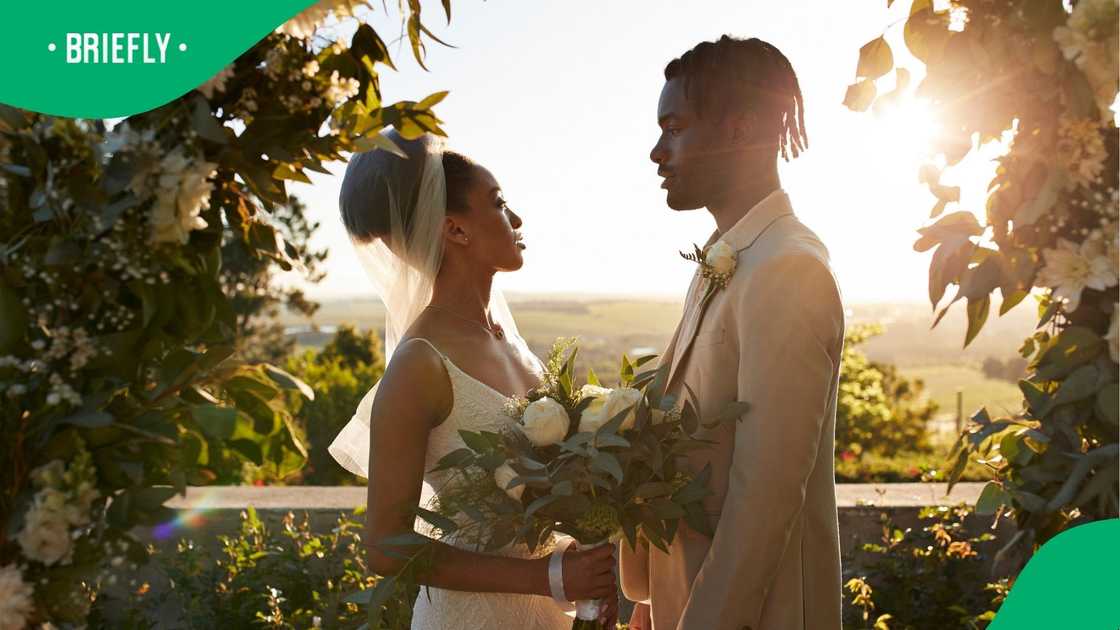A stock photo of a couple getting married A stock photo of a couple getting married