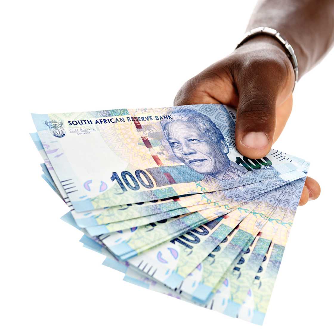 A stock photo of South African banknotes