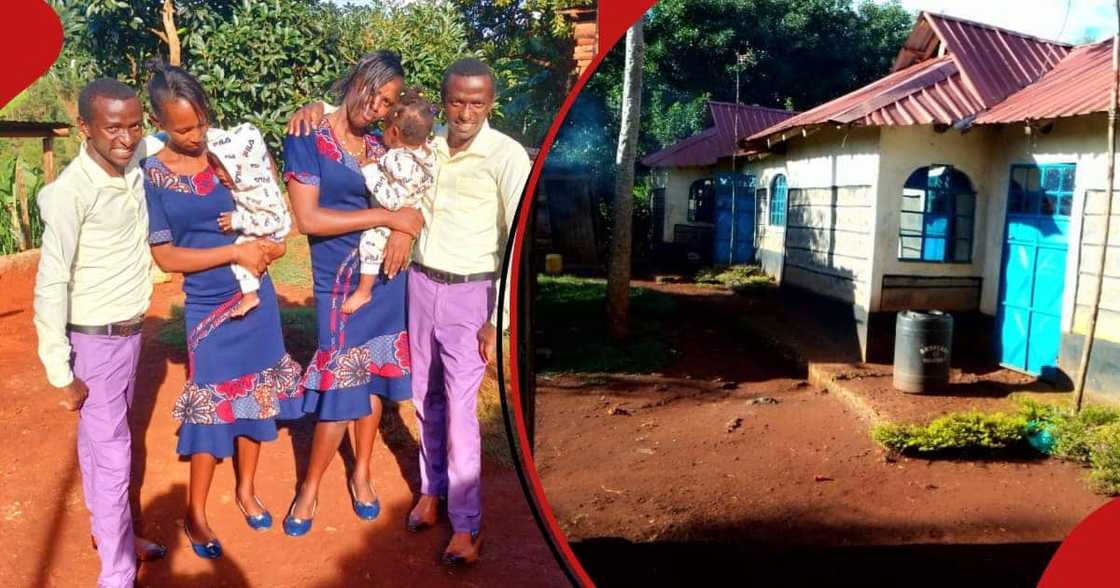 The Murang'a twins with their houses. The Murang'a twins with their houses.