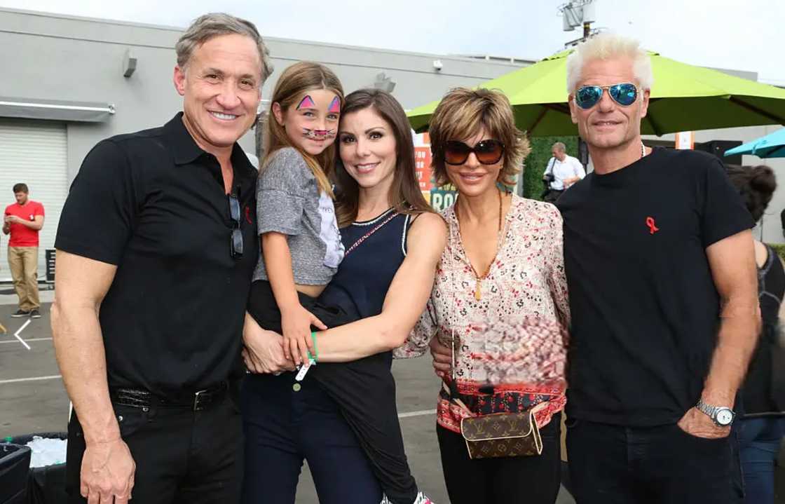 Terry Dubrow, (L-R) son Collette Dubrow, wife Heather Dubrow, actors Lisa Rinna, and Harry Hamlin Terry Dubrow, (L-R) son Collette Dubrow, wife Heather Dubrow, actors Lisa Rinna, and Harry Hamlin
