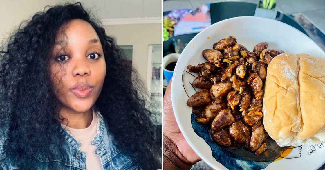 Twitter user @Didintle_H and the plate of chicken hearts