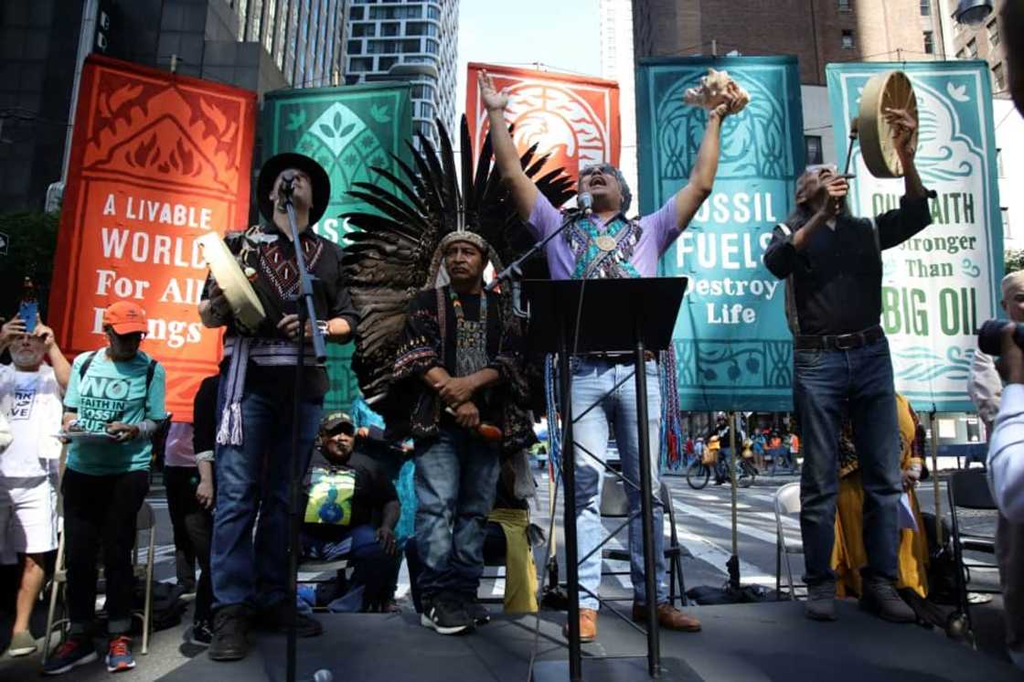 People rally to end fossil fuels ahead of the 78th United Nations General Assembly and Climate Ambition Summit in New York on September 17, 2023 People rally to end fossil fuels ahead of the 78th United Nations General Assembly and Climate Ambition Summit in New York on September 17, 2023