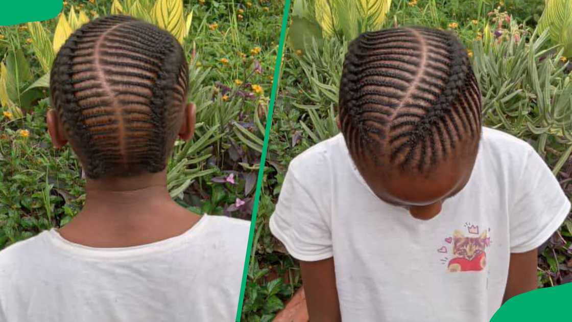A lady wearing circular cornrows beautifully styled for any occasion A lady wearing circular cornrows beautifully styled for any occasion