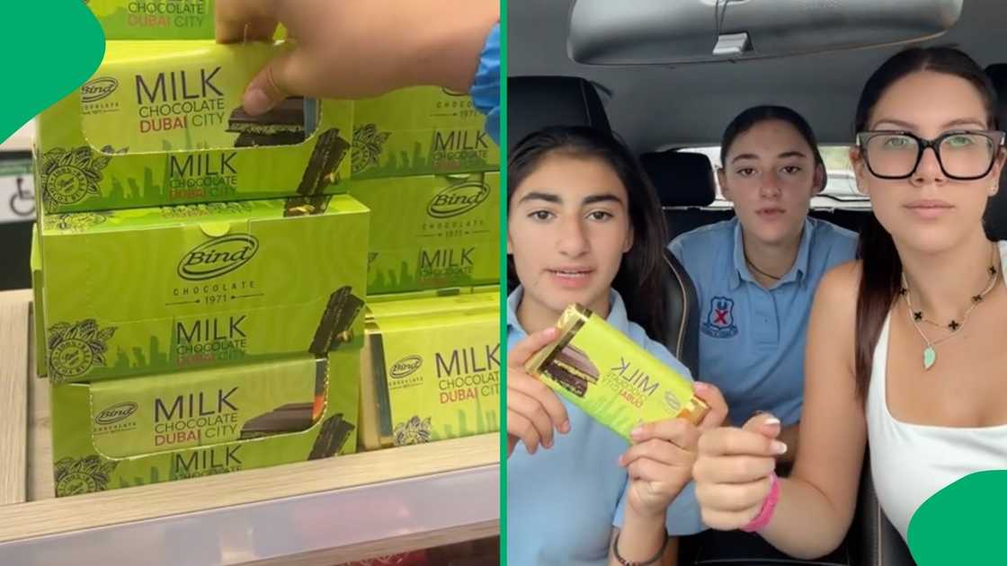 Three young ladies tried Dubai chocolate for the first time