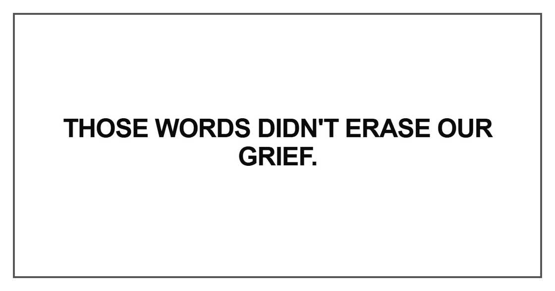Those words didn't erase our grief